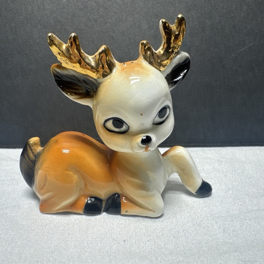 Vintage Bone China Miniature Deer Fawn Figurine Taiwan